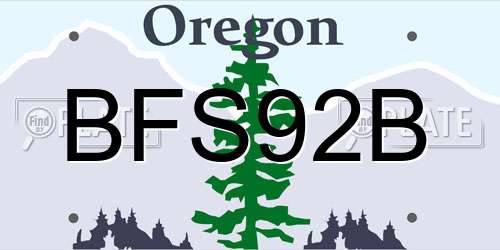 BFS92B Oregon License Plate