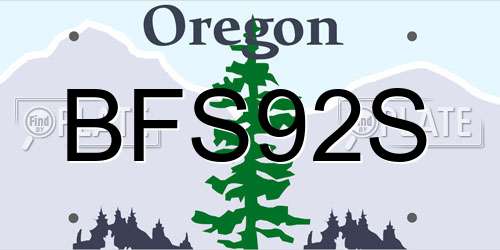 BFS92S Oregon License Plate