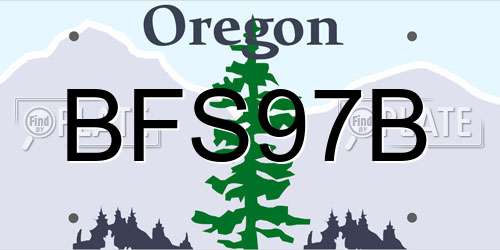 BFS97B Oregon License Plate