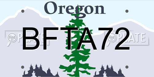 BFTA72 Oregon License Plate