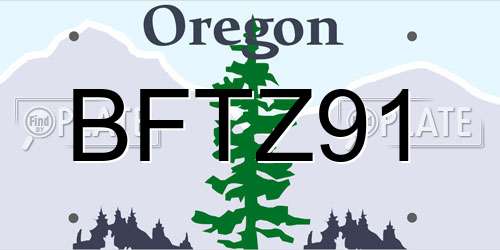 BFTZ91 Oregon License Plate