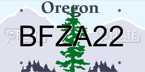 BFZA22 Oregon License Plate