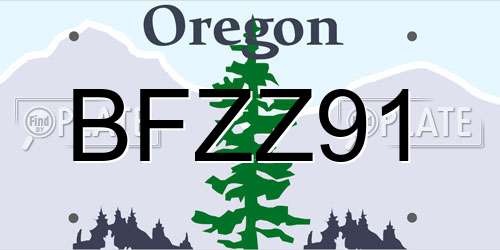 BFZZ91 Oregon License Plate