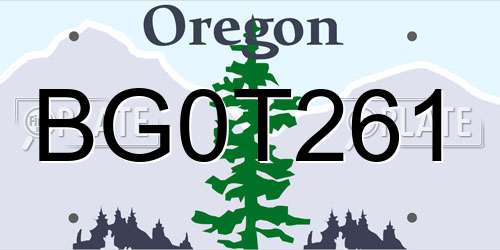 BG0T261 Oregon License Plate