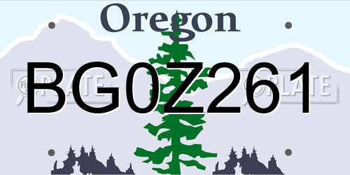 BG0Z261 Oregon License Plate