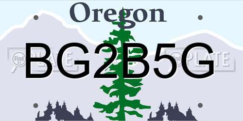 BG2B5G Oregon License Plate