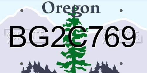 BG2C769 Oregon License Plate
