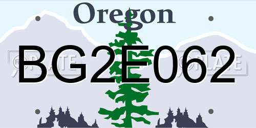 BG2E062 Oregon License Plate