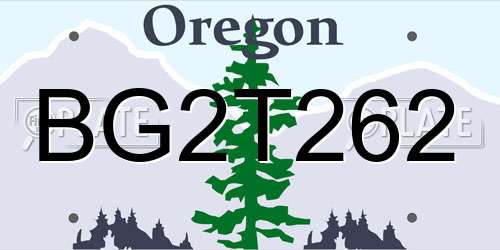 BG2T262 Oregon License Plate