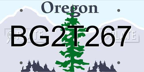 BG2T267 Oregon License Plate
