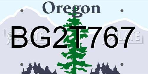 BG2T767 Oregon License Plate