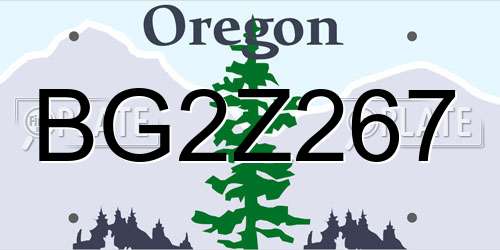 BG2Z267 Oregon License Plate
