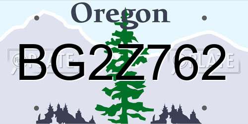 BG2Z762 Oregon License Plate