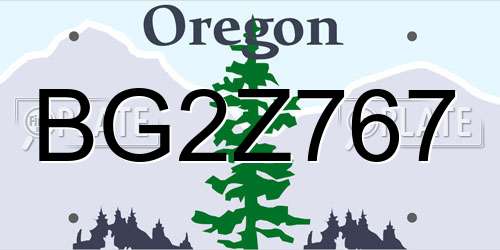 BG2Z767 Oregon License Plate