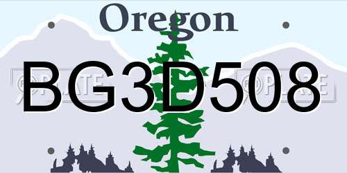 BG3D508 Oregon License Plate