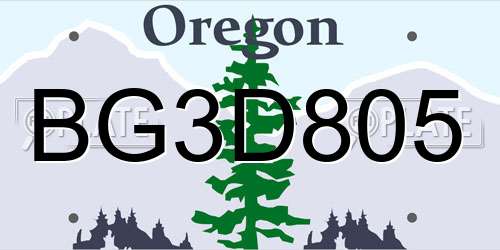 BG3D805 Oregon License Plate