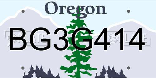 BG3G414 Oregon License Plate
