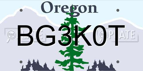 BG3K0T Oregon License Plate