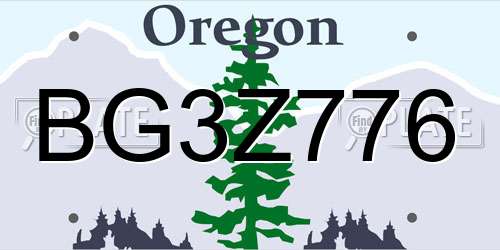 BG3Z776 Oregon License Plate