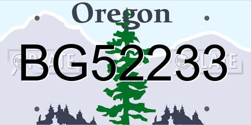 BG52233 Oregon License Plate