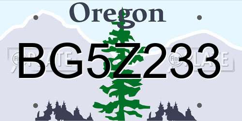 BG5Z233 Oregon License Plate