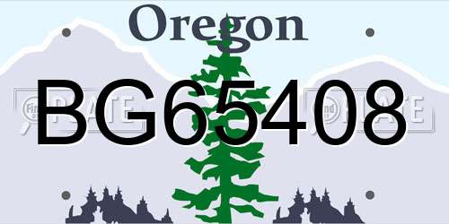 BG65408 Oregon License Plate
