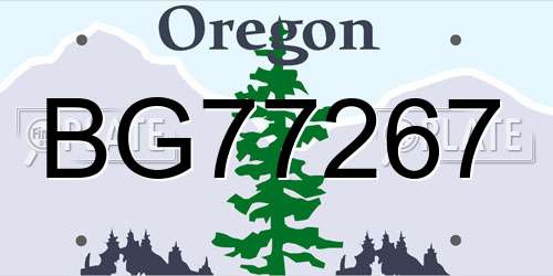 BG77267 Oregon License Plate