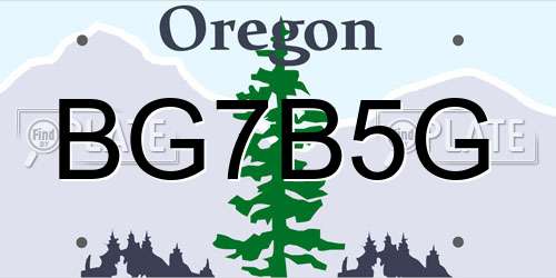 BG7B5G Oregon License Plate