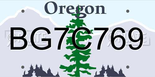 BG7C769 Oregon License Plate