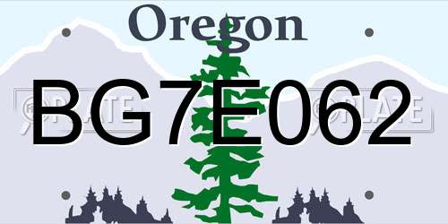 BG7E062 Oregon License Plate