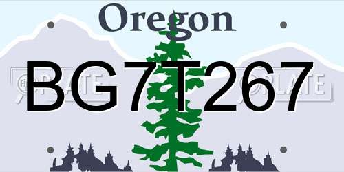 BG7T267 Oregon License Plate