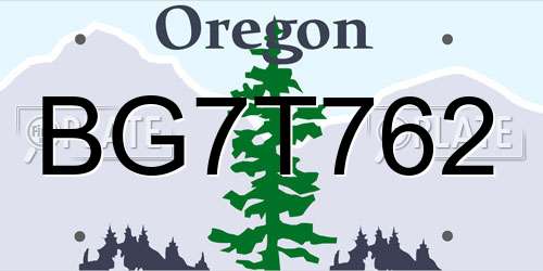 BG7T762 Oregon License Plate