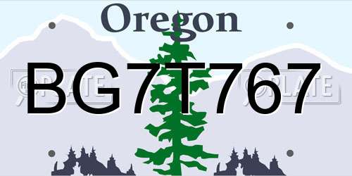BG7T767 Oregon License Plate