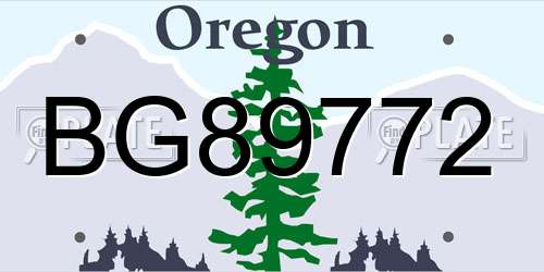BG89772 Oregon License Plate