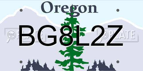 BG8L2Z Oregon License Plate