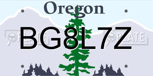 BG8L7Z Oregon License Plate