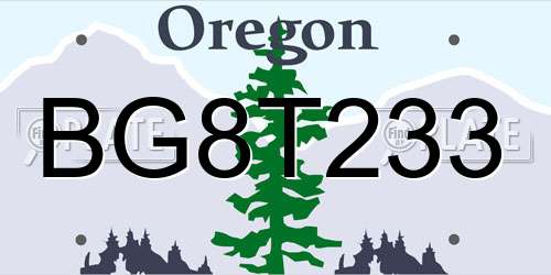 BG8T233 Oregon License Plate