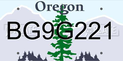 BG9G221 Oregon License Plate