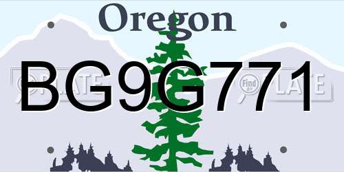 BG9G771 Oregon License Plate