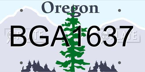 BGA1637 Oregon License Plate