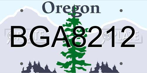BGA8212 Oregon License Plate