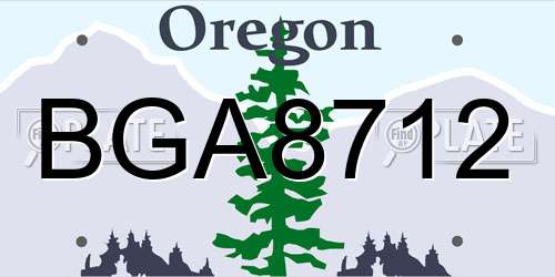 BGA8712 Oregon License Plate