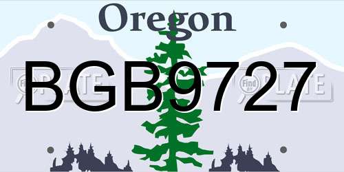 BGB9727 Oregon License Plate