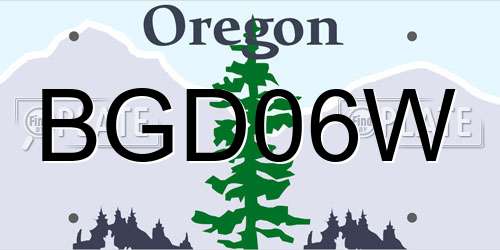 BGD06W Oregon License Plate