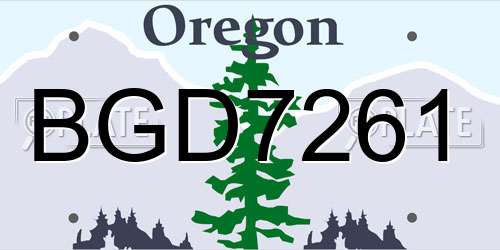 BGD7261 Oregon License Plate