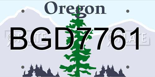 BGD7761 Oregon License Plate