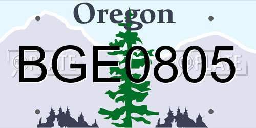 BGE0805 Oregon License Plate