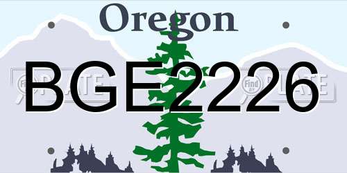 BGE2226 Oregon License Plate