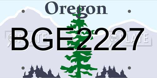 BGE2227 Oregon License Plate