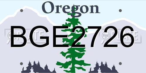 BGE2726 Oregon License Plate